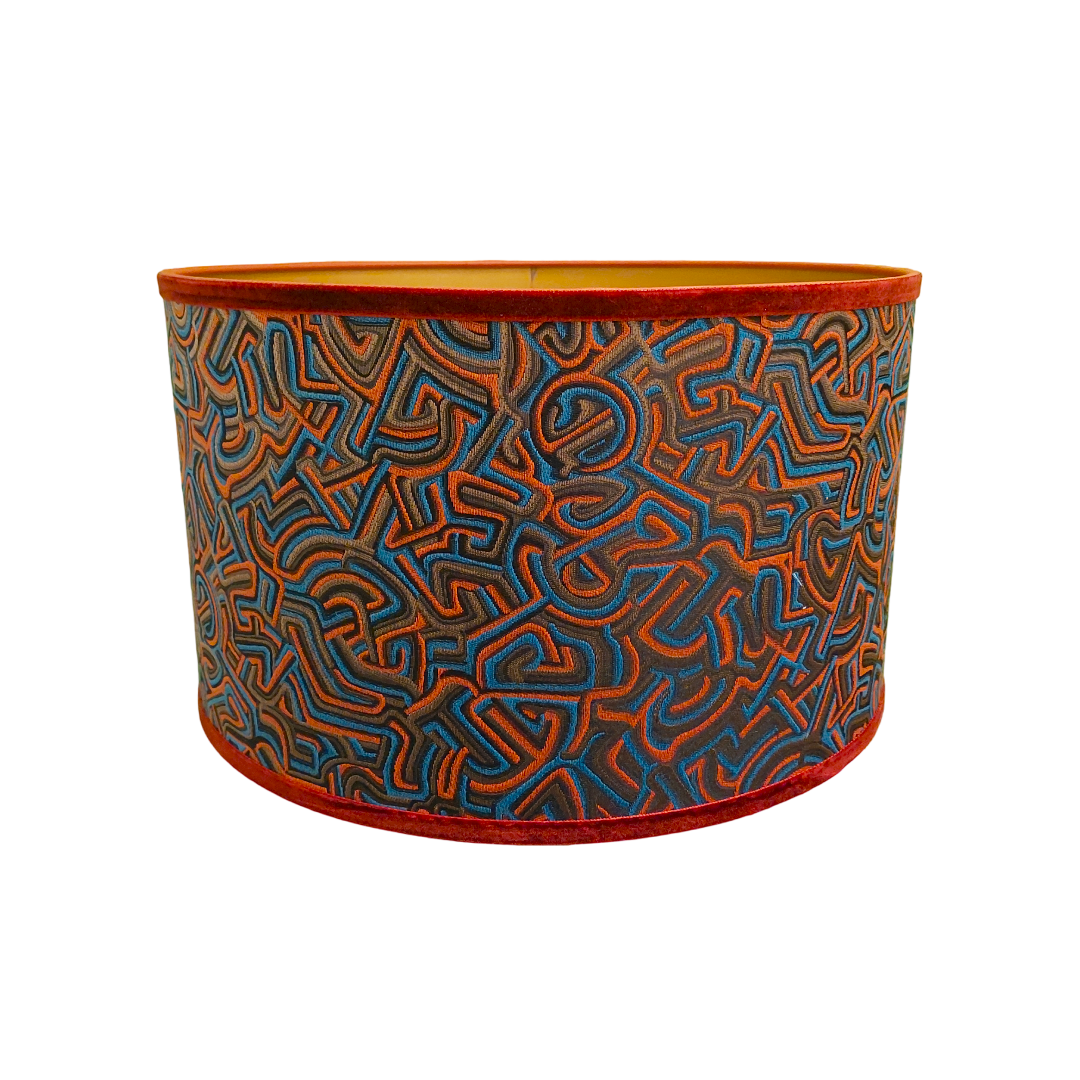 Pucci Lampshade – Luxury Lampshade with Blue Swirl (Cylinder)
