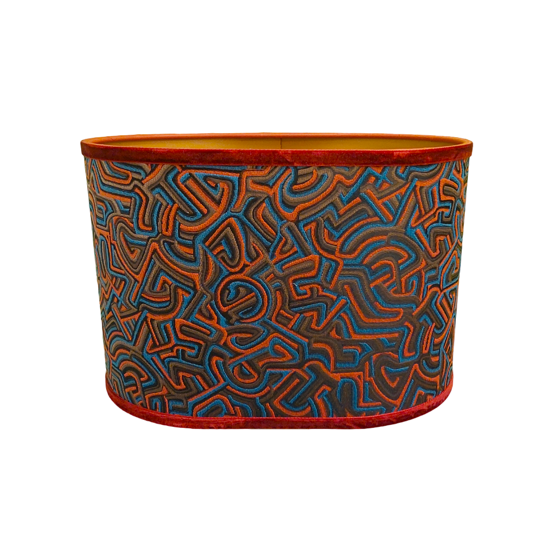 Pucci Lampshade – Luxury Lampshade with Blue Swirls (Oval)