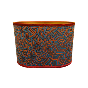 Pucci Lampshade – Luxury Lampshade with Blue Swirls (Oval)